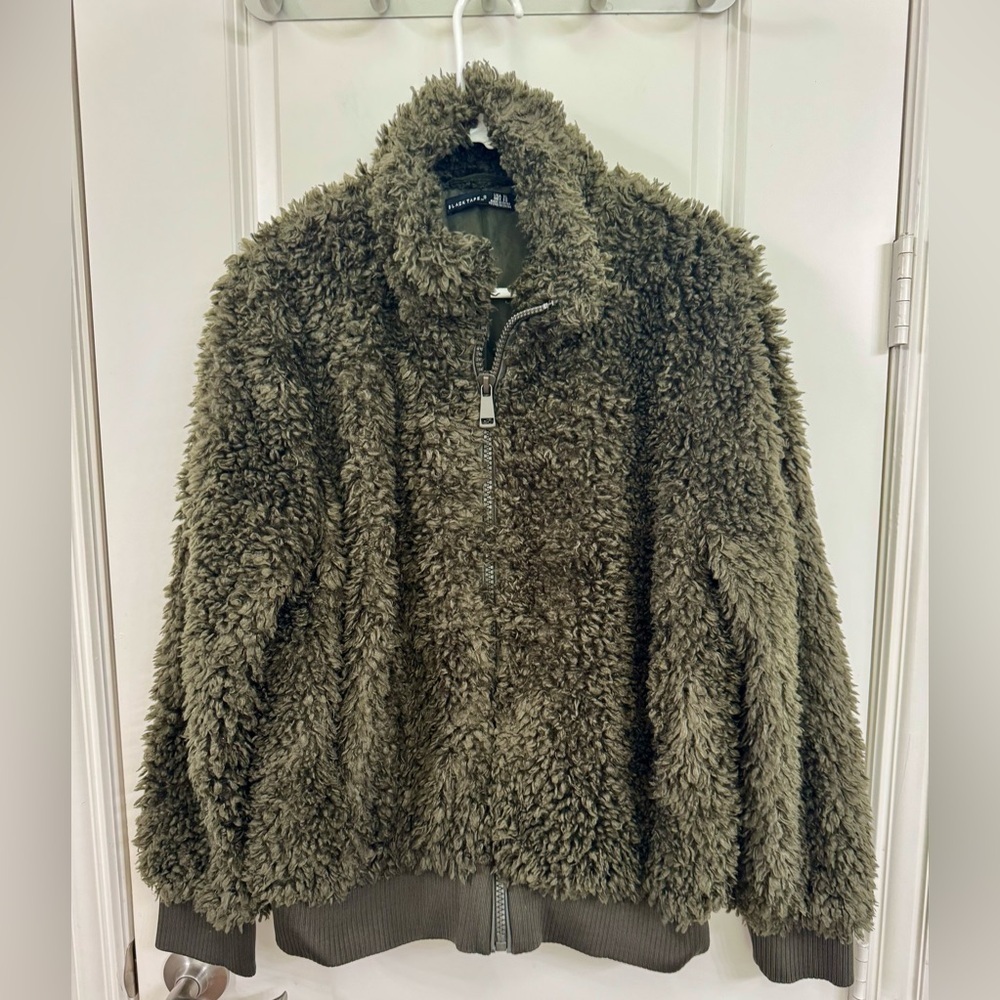 Black Tape Olive Teddy Jacket